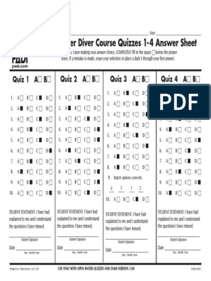 Padi open water diver final exam pdf